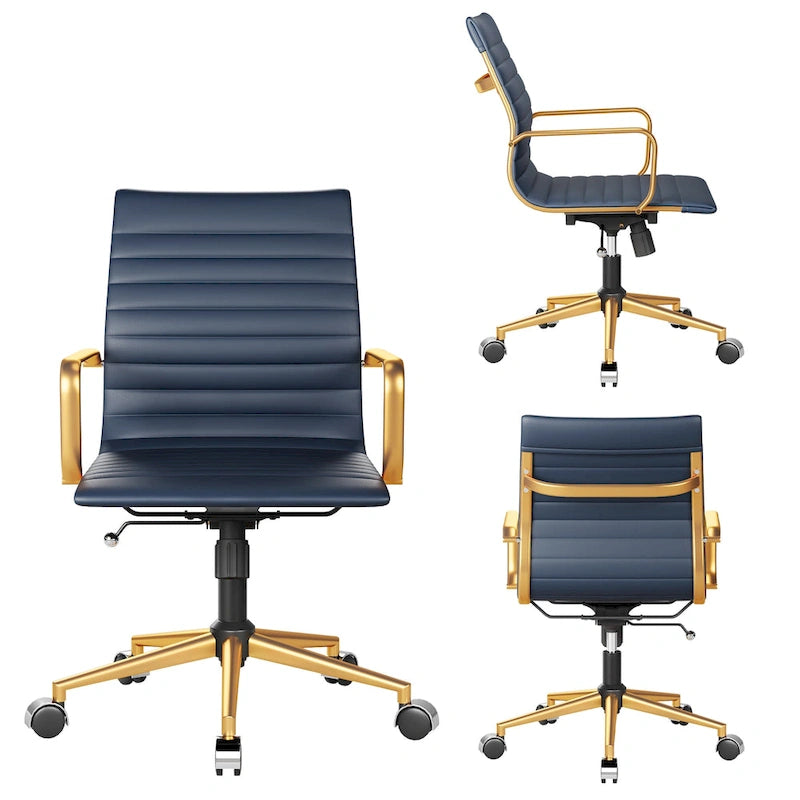 Chaise de bureau pivotante côtelée gris/blanc/noir/vert/marron avec accoudoirs, individuelle