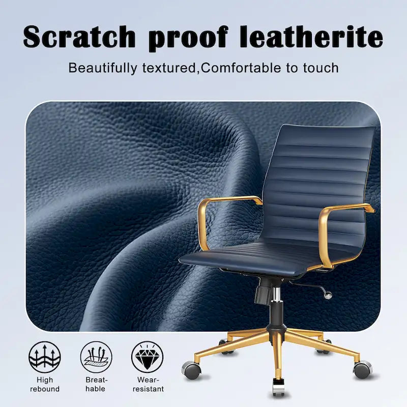 Chaise de bureau pivotante côtelée gris/blanc/noir/vert/marron avec accoudoirs, individuelle