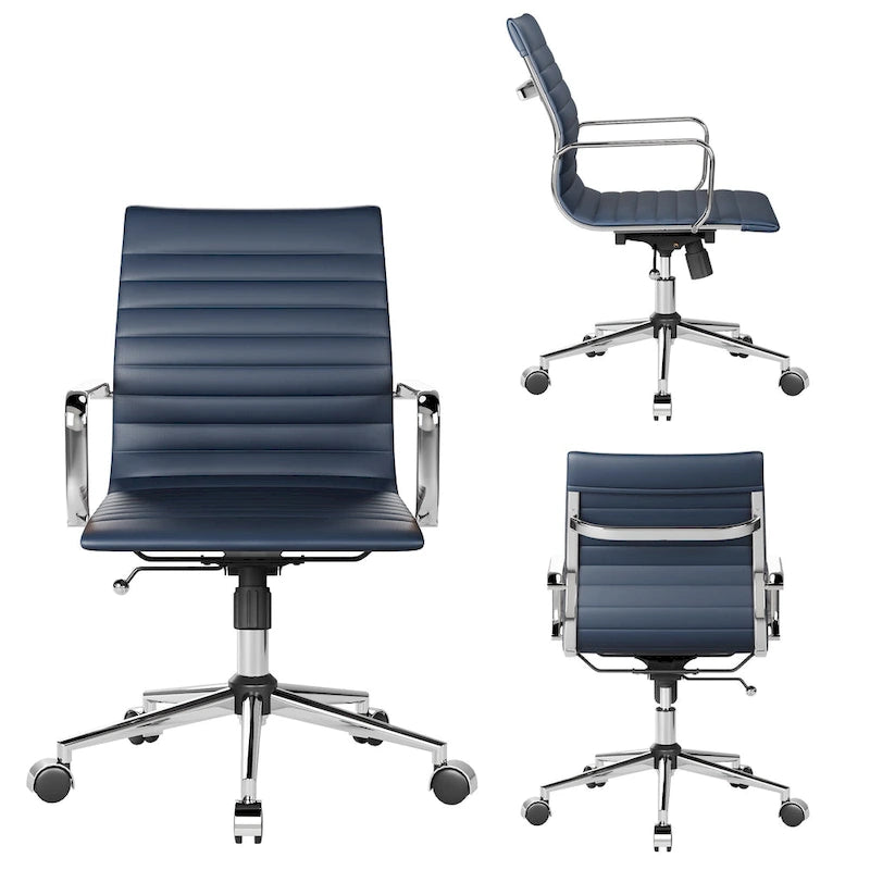 Chaise de bureau pivotante côtelée gris/blanc/noir/vert/marron avec accoudoirs, individuelle