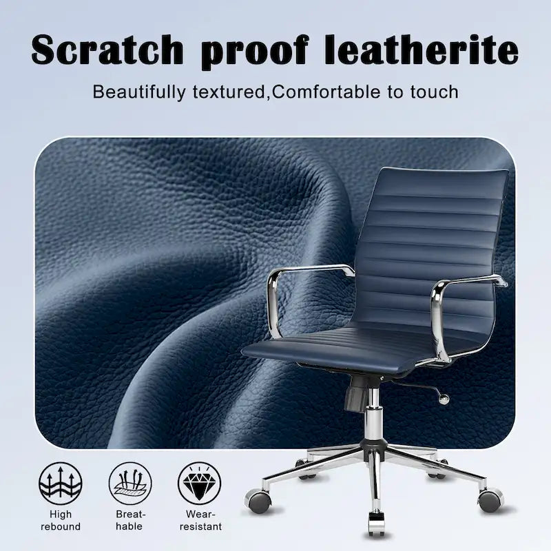 Chaise de bureau pivotante côtelée gris/blanc/noir/vert/marron avec accoudoirs, individuelle