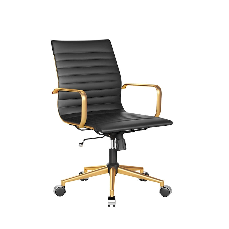 Chaise de bureau pivotante côtelée gris/blanc/noir/vert/marron avec accoudoirs, individuelle
