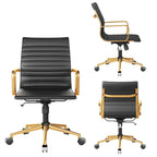 Chaise de bureau pivotante côtelée gris/blanc/noir/vert/marron avec accoudoirs, individuelle