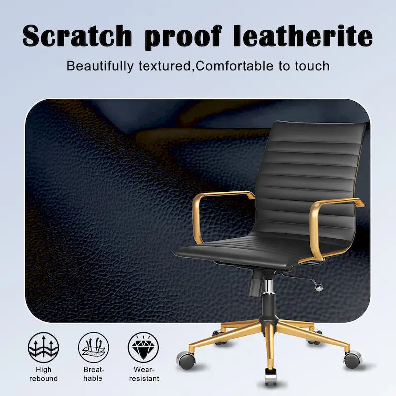 Chaise de bureau pivotante côtelée gris/blanc/noir/vert/marron avec accoudoirs, individuelle