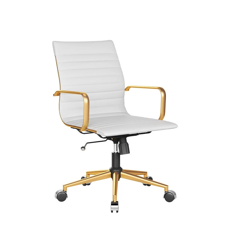 Chaise de bureau pivotante côtelée gris/blanc/noir/vert/marron avec accoudoirs, individuelle
