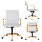 Chaise de bureau pivotante côtelée gris/blanc/noir/vert/marron avec accoudoirs, individuelle