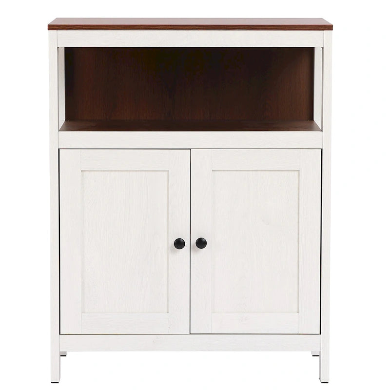Meuble de rangement 2 portes blanc et marron
