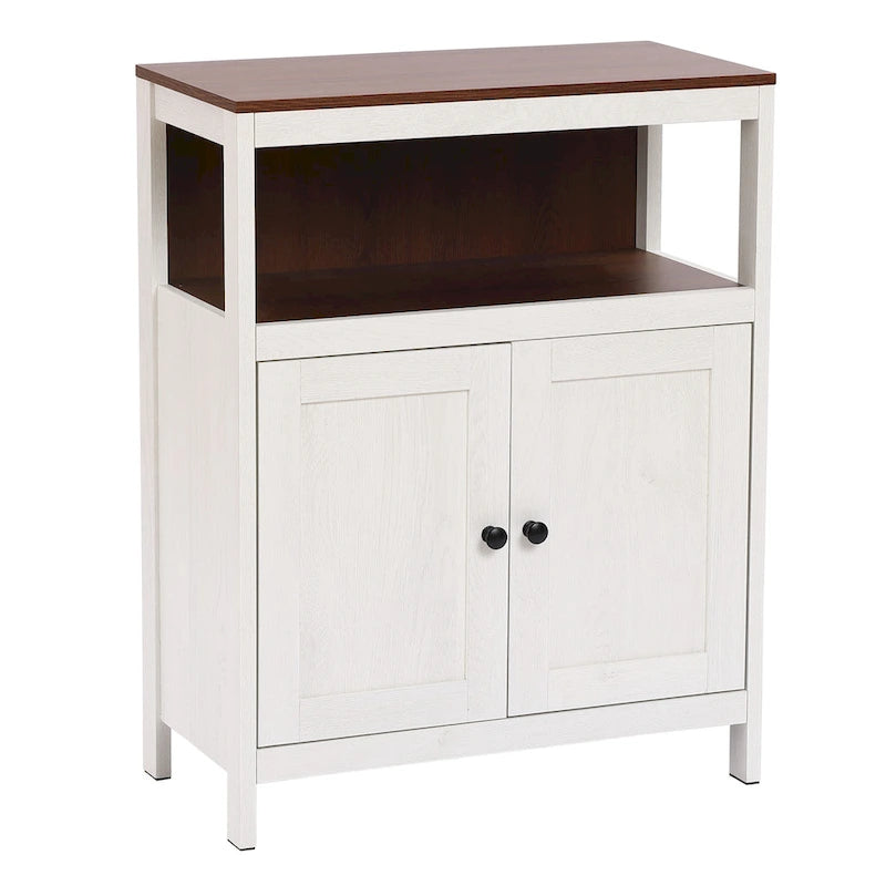 Meuble de rangement 2 portes blanc et marron