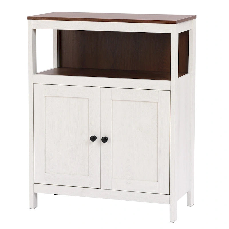 Meuble de rangement 2 portes blanc et marron