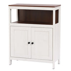 Meuble de rangement 2 portes blanc et marron