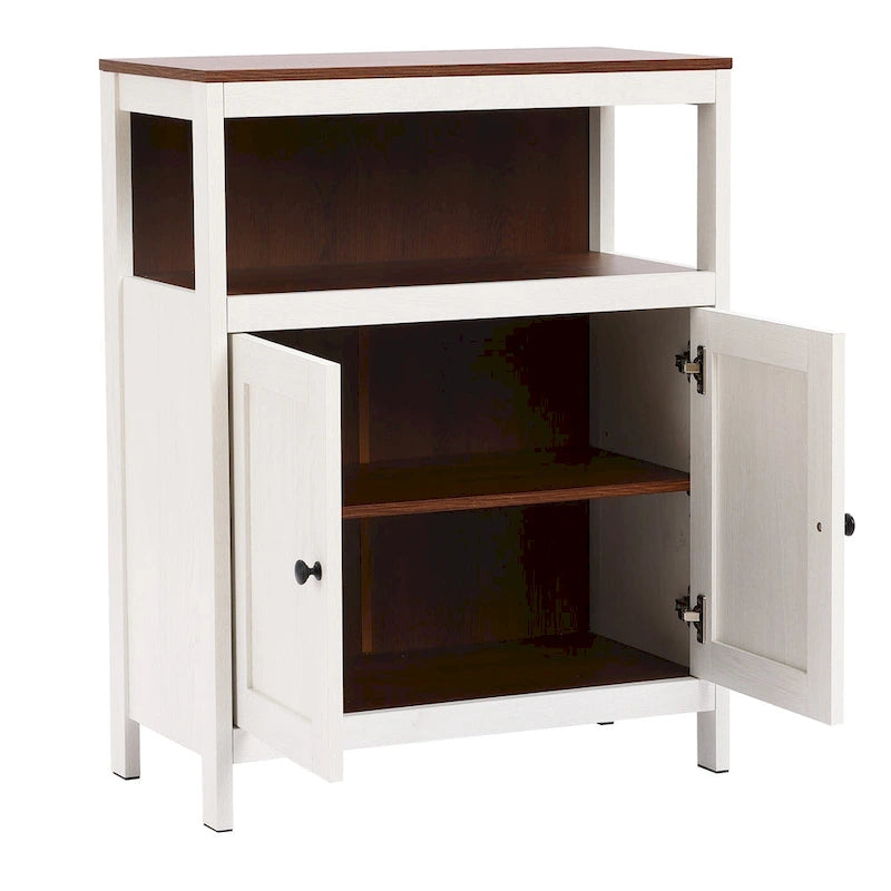 Meuble de rangement 2 portes blanc et marron