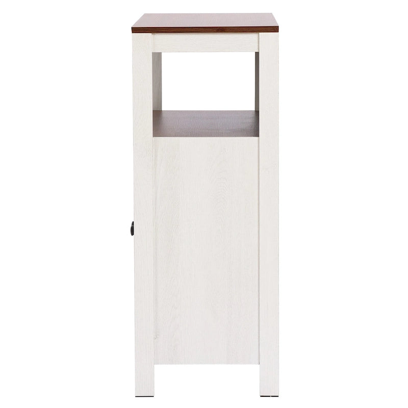 Meuble de rangement 2 portes blanc et marron