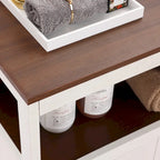 Meuble de rangement 2 portes blanc et marron