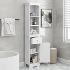 Meuble de rangement de salle de bain blanc peint avec tiroir et étagère réglable