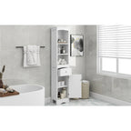 Meuble de rangement de salle de bain blanc peint avec tiroir et étagère réglable