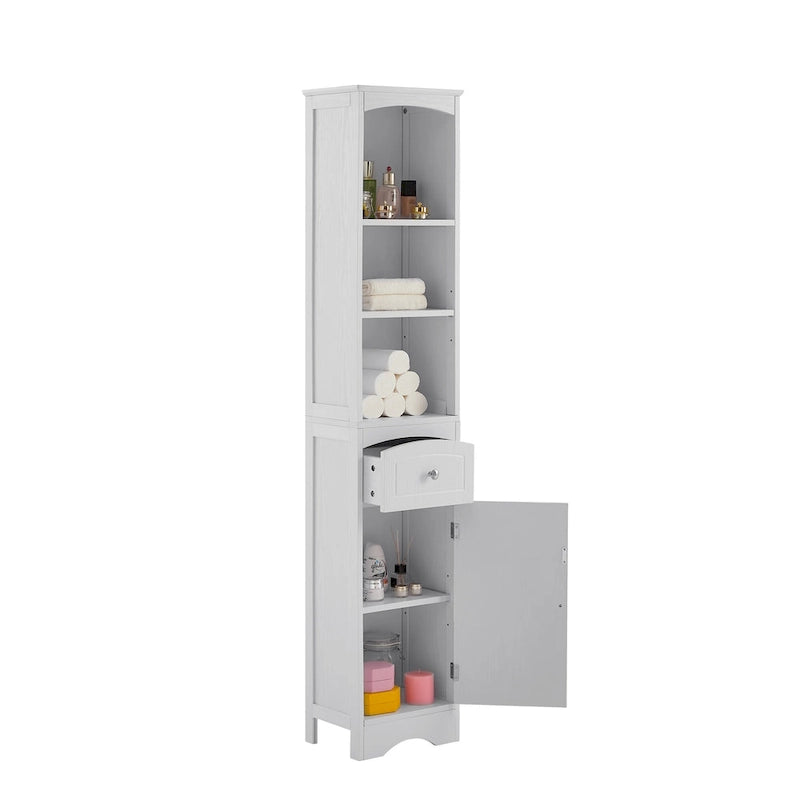 Meuble de rangement de salle de bain blanc peint avec tiroir et étagère réglable