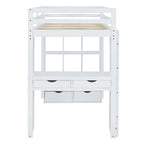 Lit mezzanine double gris avec étagères, bureau et lumière LED, pour 1 personne