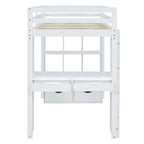 Lit mezzanine double gris avec étagères, bureau et lumière LED, pour 1 personne