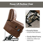Fauteuil releveur électrique inclinable monoplace gris/brun avec chauffage et massage