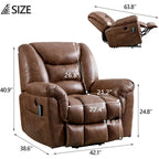 Fauteuil releveur électrique inclinable monoplace gris/brun avec chauffage et massage