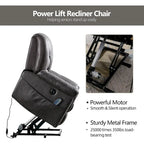 Fauteuil releveur électrique inclinable monoplace gris/brun avec chauffage et massage