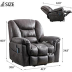 Fauteuil releveur électrique inclinable monoplace gris/brun avec chauffage et massage