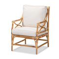 Fauteuil en rotin blanc et marron naturel, style bohème, une place