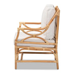 Fauteuil en rotin blanc et marron naturel, style bohème, une place