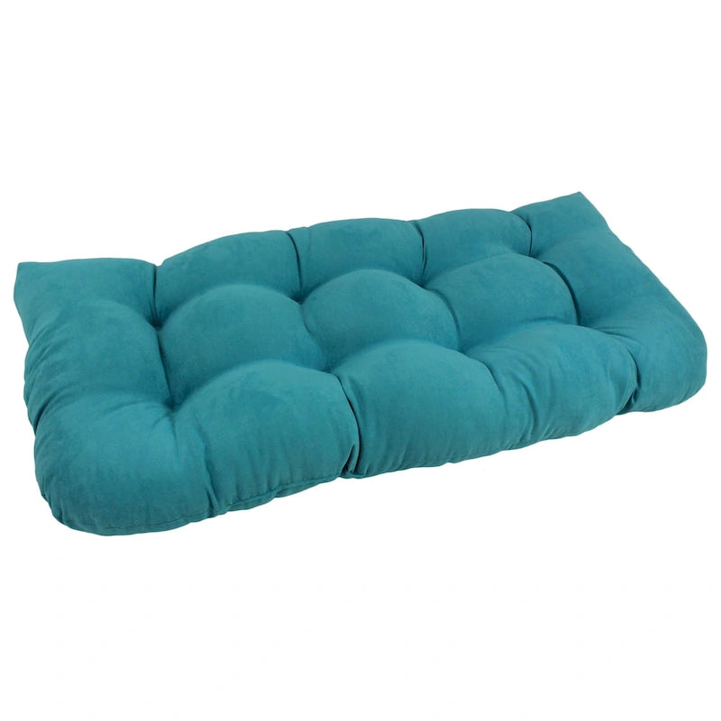 Coussin de banc en microsuède à dossier arrondi bleu aqua/multicolore – 1 à 2 personnes