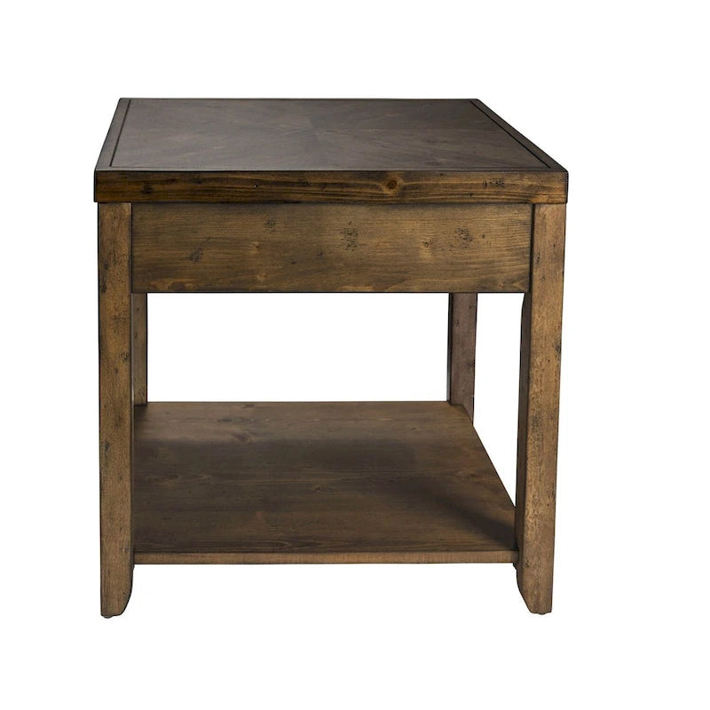 Table d'appoint en bois muscade avec tiroir et étagère, pour 1 personne