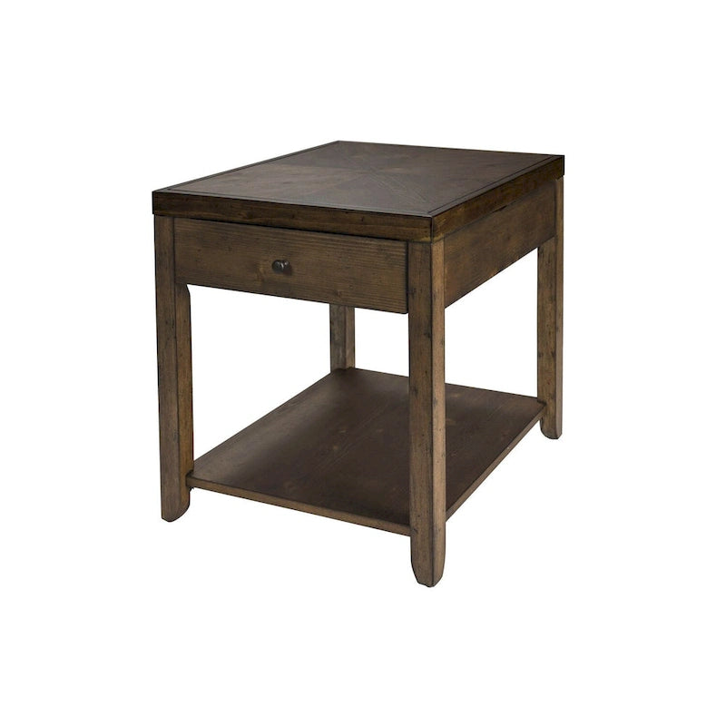 Table d'appoint en bois muscade avec tiroir et étagère, pour 1 personne