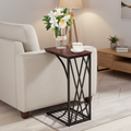Table d'appoint en C marron, plateau en MDF, usage individuel