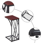 Table d'appoint en C marron, plateau en MDF, usage individuel