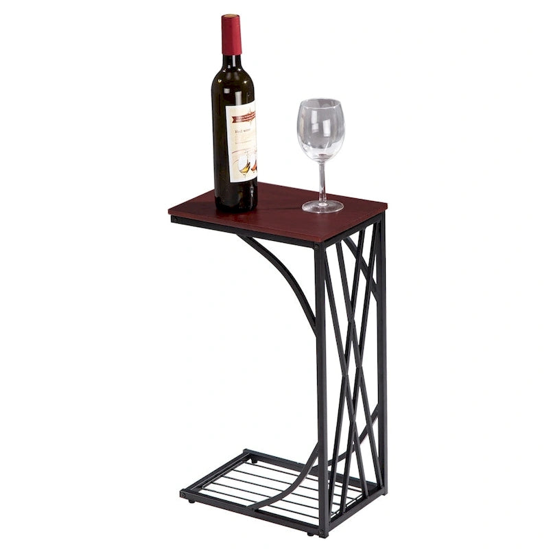 Table d'appoint en C marron, plateau en MDF, usage individuel