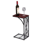 Table d'appoint en C marron, plateau en MDF, usage individuel