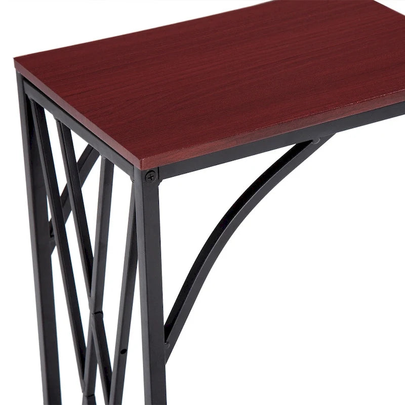 Table d'appoint en C marron, plateau en MDF, usage individuel