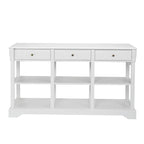 Table console bleu ciel / noir / blanc avec 3 tiroirs et une étagère, pour 1 personne
