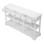 Table console bleu ciel / noir / blanc avec 3 tiroirs et une étagère, pour 1 personne