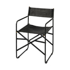 Chaise de salle à manger pliante en cuir véritable noir, simple, 50 cm L x 55 cm P x 84 cm H