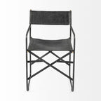 Chaise de salle à manger pliante en cuir véritable noir, simple, 50 cm L x 55 cm P x 84 cm H