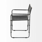 Chaise de salle à manger pliante en cuir véritable noir, simple, 50 cm L x 55 cm P x 84 cm H