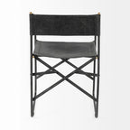 Chaise de salle à manger pliante en cuir véritable noir, simple, 50 cm L x 55 cm P x 84 cm H
