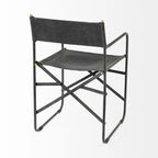 Chaise de salle à manger pliante en cuir véritable noir, simple, 50 cm L x 55 cm P x 84 cm H