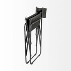 Chaise de salle à manger pliante en cuir véritable noir, simple, 50 cm L x 55 cm P x 84 cm H