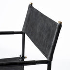 Chaise de salle à manger pliante en cuir véritable noir, simple, 50 cm L x 55 cm P x 84 cm H