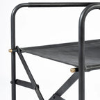 Chaise de salle à manger pliante en cuir véritable noir, simple, 50 cm L x 55 cm P x 84 cm H