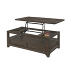 Table basse relevable à 2 tiroirs, Moka Foncé, 1 personne
