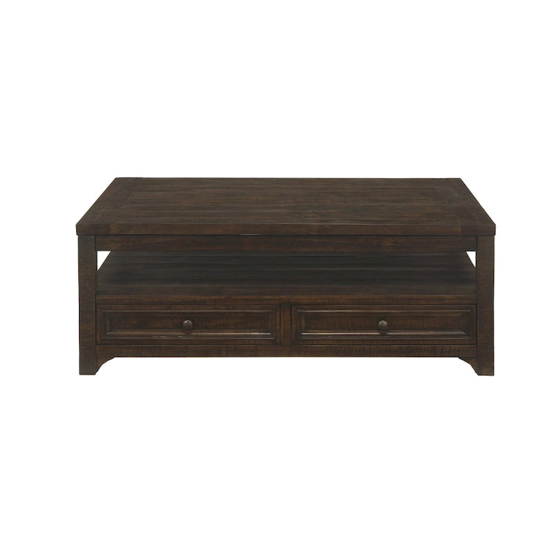 Table basse relevable à 2 tiroirs, Moka Foncé, 1 personne