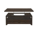 Table basse relevable à 2 tiroirs, Moka Foncé, 1 personne