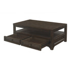 Table basse relevable à 2 tiroirs, Moka Foncé, 1 personne