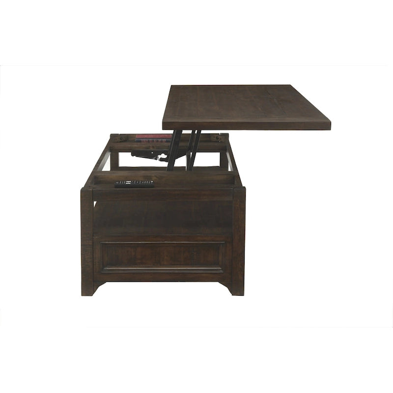 Table basse relevable à 2 tiroirs, Moka Foncé, 1 personne